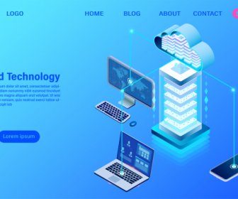 Modern Cloud Technology And Networking Concept Online Computing Technology Big Data Flow Processing Concept Internet Data Services Vector Illustration -7