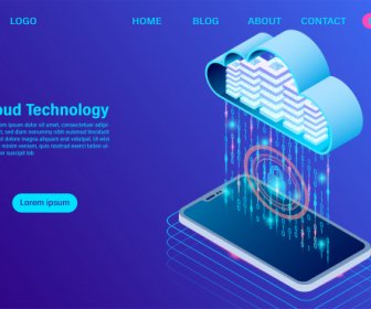 現代のクラウド技術とネットワーキングのコンセプト オンラインコンピューティング技術のビッグデータフロー処理のコンセプト インターネットデータサービスのベクターイラスト -9