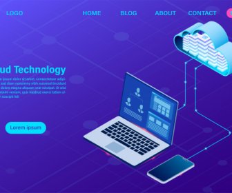 Modern Cloud Technology And Networking Concept Online Computing Technology Big Data Flow Processing Concept Internet Data Services Vector Illustration -10