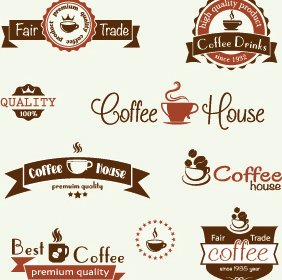 Modernes Kaffeeservice Label Vektor