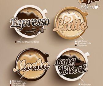 Moderne Kaffee-Etiketten Mit Elementen Vector