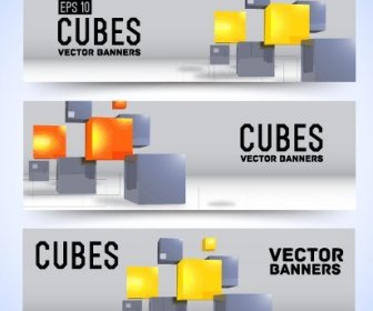 Cubos De Modernos Banner Projeto Vector