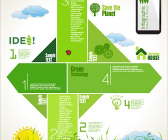 Modern Ekoloji Infographics Yeşil şablon Vektör