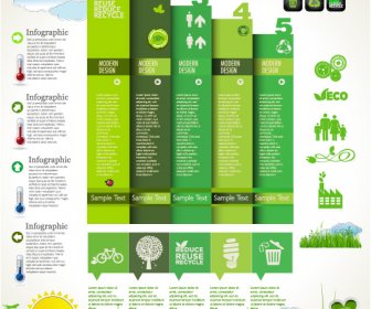 Vetor De Modelo Verde Ecologia Moderna Infográficos
