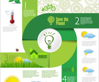 Modern Ecology Infographics Green Template Vector