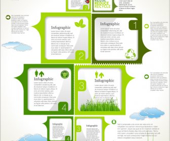 Modern Ekologi Infografis Hijau Template Vektor