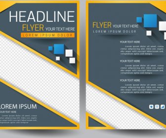 Modern Flyer Template With Squares On Grey Background