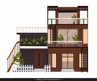 Modern House Template Three Storeys Sketch