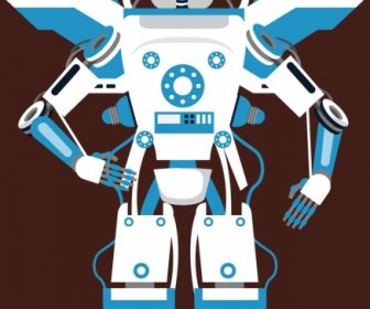 现代机器人图标蓝色白色设计