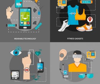 Modern Smart Technologies Illustration With Icons Isolation Style