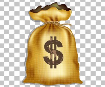 Money Bag Icon Shiny Golden Design Classical Type