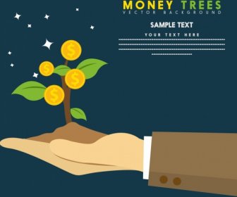 Money Investment Banner Coins Tree Icon Design