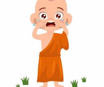 僧侶の泣き声のアイコンかわいい漫画のキャラクターデザイン