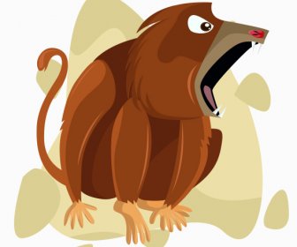 Esboço De Personagem Do Macaco Pintura Emoção Agressiva Dos Desenhos Animados