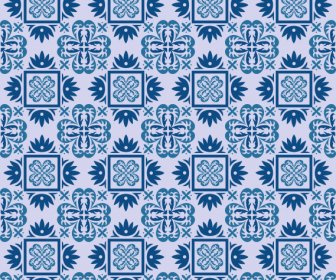 Monochrome Pattern Blue Flat Repeating Classical Symmetric Decor