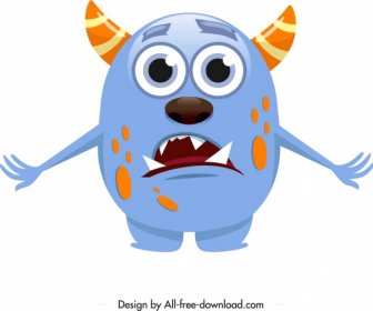 Monster Icon Cartoon Character Colorful Horny Sketch