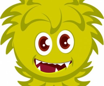 Monster Icon Green Face Sketch Funny Cartoon Character