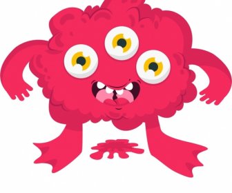 Monster Icon Red Multi Eyes Sketch Cartoon Character