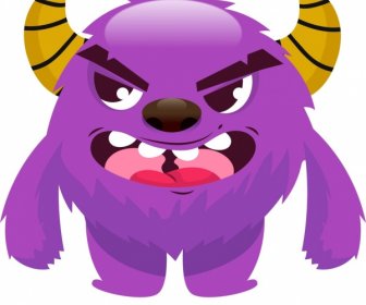 Icône De Monstre Violet Furry Horny Personnage Croquis