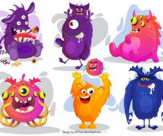Personagens De Desenhos Animados Engraçadas De ícones De Monstro