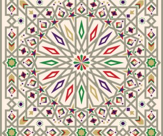モロッコパターンテンプレートカラフルな対称繰り返し幾何学的形状の装飾