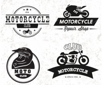 Mortorcyle клуб логотип коллекции плоский винтажный стиль