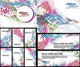 Mosaics Abstract Banners With Cards Vector