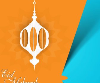 Mosque For Grunge Colorful Eid Mubarak Card Vector Illustration