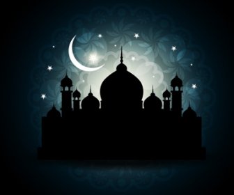 Мечеть с ночь обои вектор
