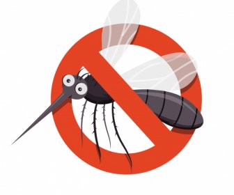шаблон знака уничтожения комаров яркий плоский крупный план эскиз