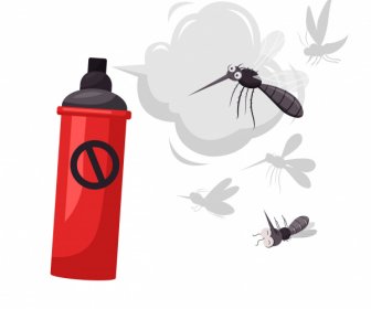 Mosquito Prevención Banner Sprayer Boceto Diseño Dinámico