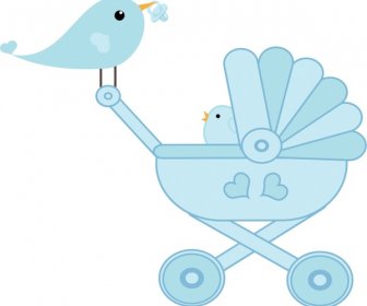 mother and baby affection vector illustration with birds