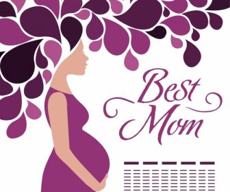 Mother Day Background Violet Decoration Pregnant Woman Icon