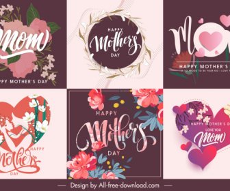 Pancartas Del Día De La Madre Elegante Decoración Floral Del Corazón
