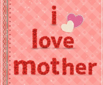 Mother Day Card Design With Roses And Hearts