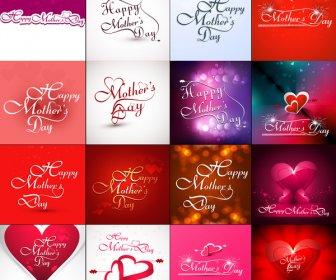 Mothers Day Collection Presentation Hearts Concept Colorful Card Background Vector