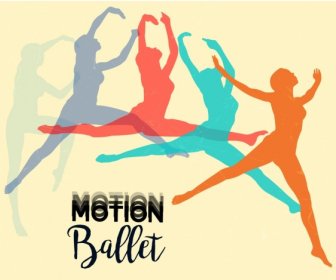 Icone Della Siluetta Di Movimento Sfondo Balletto Esecutore