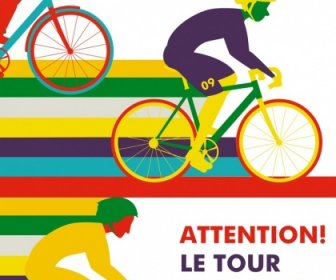 Motion Background Cyclists Icons Multicolored Design