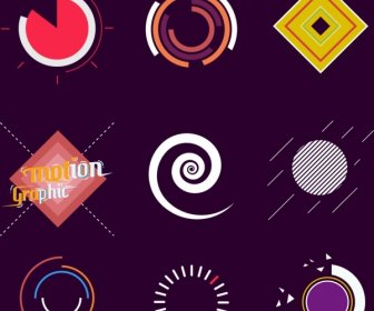 Motion Design Elements Various Flat Colored Shapes Isolation