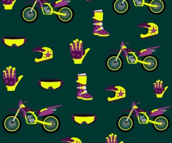 Motorbike Accessories Background Yellow Violet Repeating Design