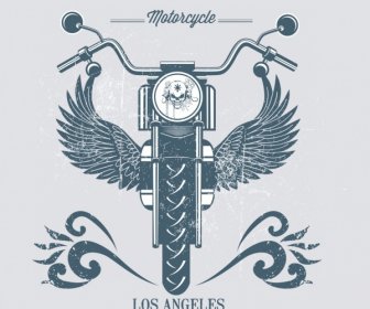 Motorbike Advertisement Retro Design Wings Decoration