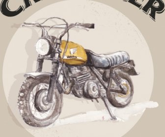 오토바이 광고 3d 복고풍 디자인