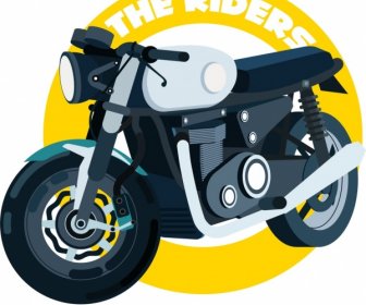 Motosiklet Afiş Şablonu Renkli 3D Tasarım