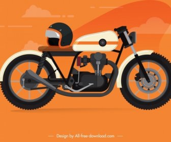 Ikon Sepeda Motor Dekorasi Bergaya Klasik