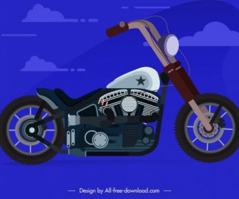 오토바이 아이콘 템플릿 현대 어두운 스케치