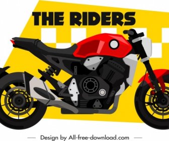Motorbike Race Banner Sports Bike Icon Decor