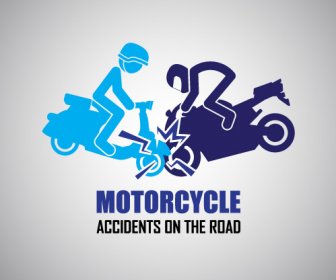 オートバイ事故注意ロゴ ベクトル
