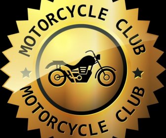 Moto Clube Logotipo Brilhante Círculo Dourado