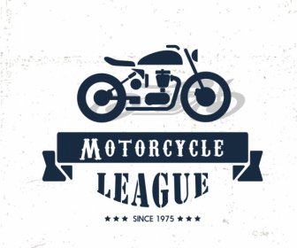 Motorcycle League Banner Motorbike Icon Retro Ornament