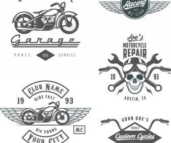 Motorcycle Logos Creative Retro Vectors